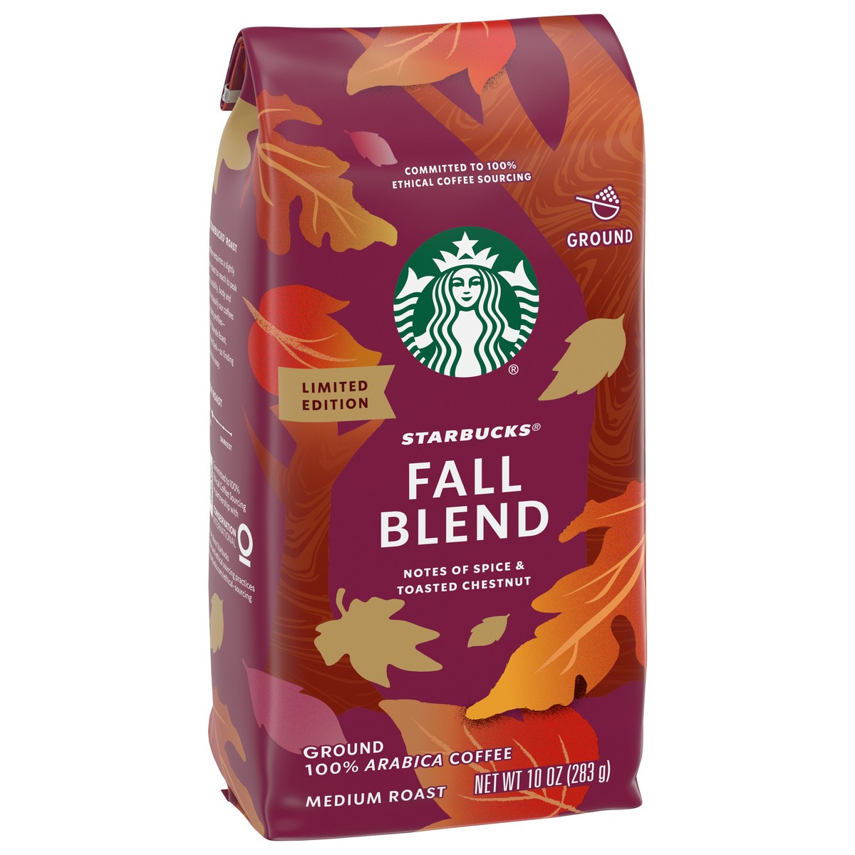 slide 6 of 9, Starbucks Ground Coffee, Medium Roast Coffee, Fall Blend, 100% Arabica, Limited Edition, 1 Bag (10 Oz), 10 oz