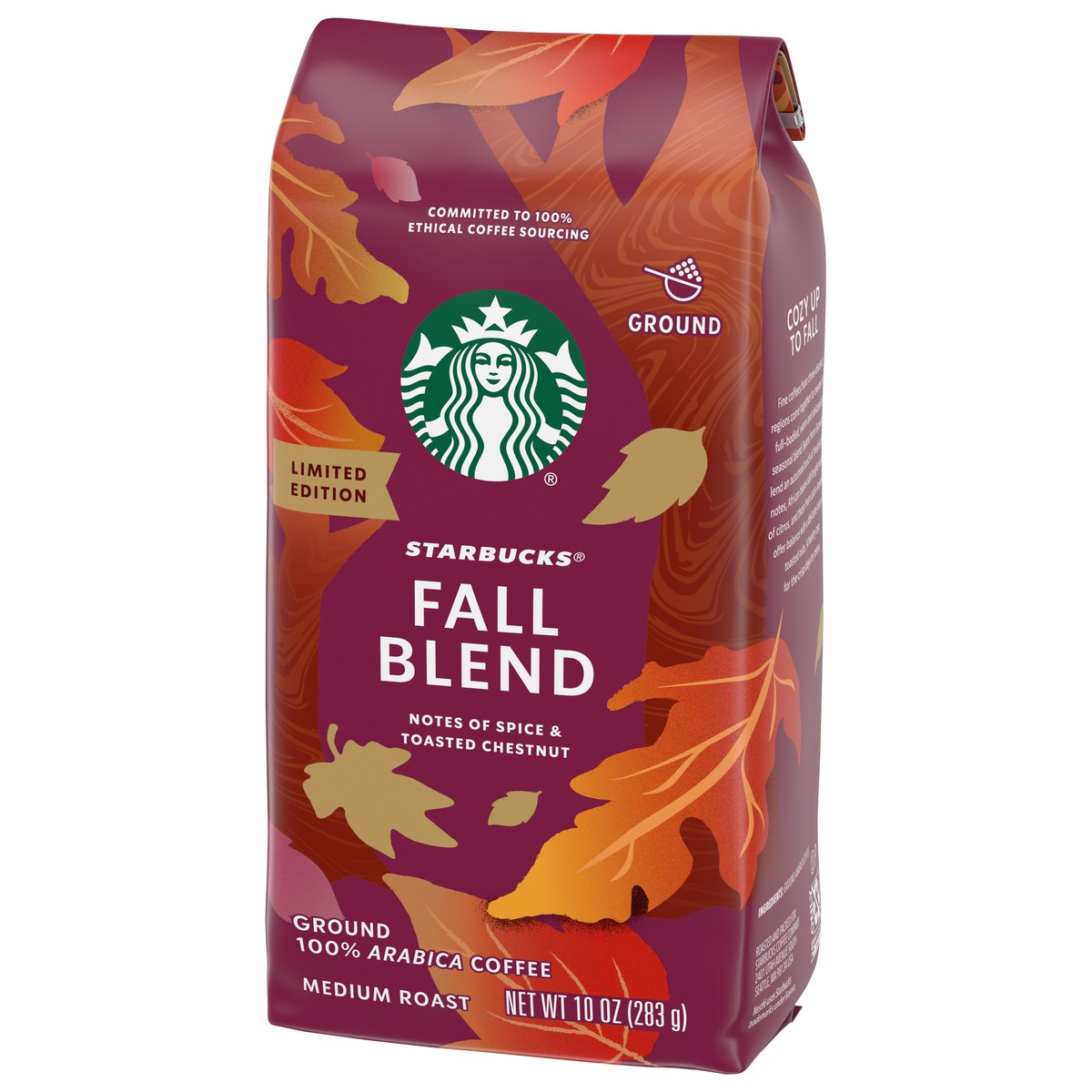 slide 7 of 9, Starbucks Ground Coffee, Medium Roast Coffee, Fall Blend, 100% Arabica, Limited Edition, 1 Bag (10 Oz), 10 oz