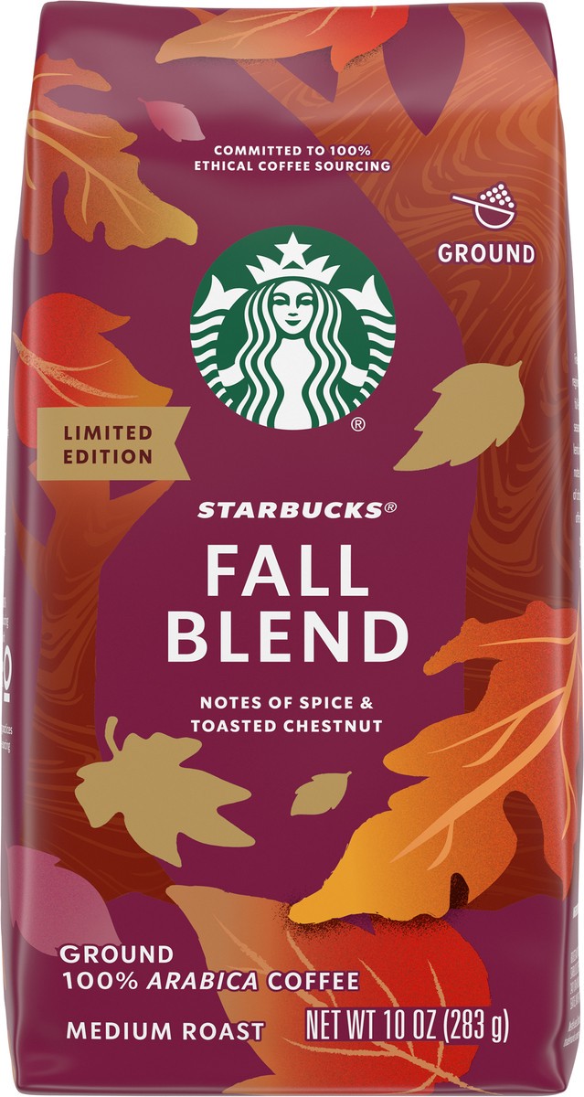 slide 9 of 9, Starbucks Ground Coffee, Medium Roast Coffee, Fall Blend, 100% Arabica, Limited Edition, 1 Bag (10 Oz), 10 oz