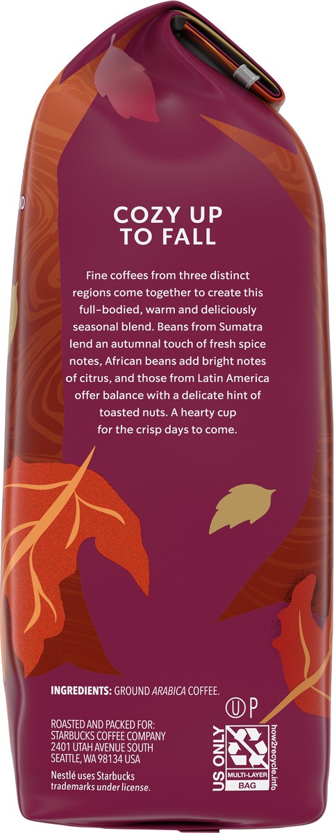 slide 2 of 9, Starbucks Ground Coffee, Medium Roast Coffee, Fall Blend, 100% Arabica, Limited Edition, 1 Bag (10 Oz), 10 oz