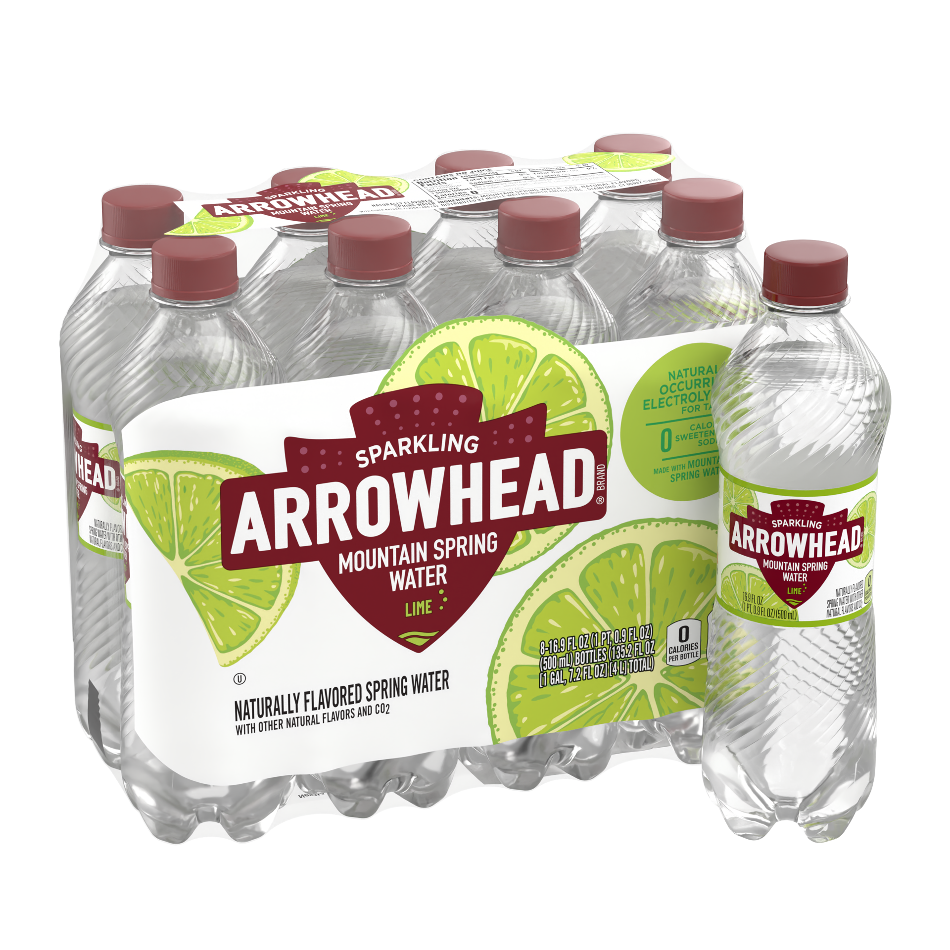 slide 3 of 5, Arrowhead Sparkling Arrowhead Mountain Spring Water Sparkling Zesty Lime- 16.9 fl oz, 16.9 fl oz