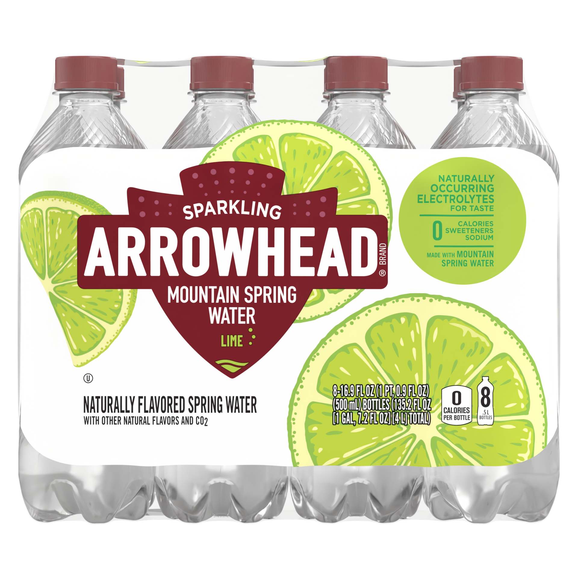 slide 4 of 5, Arrowhead Sparkling Arrowhead Mountain Spring Water Sparkling Zesty Lime- 16.9 fl oz, 16.9 fl oz