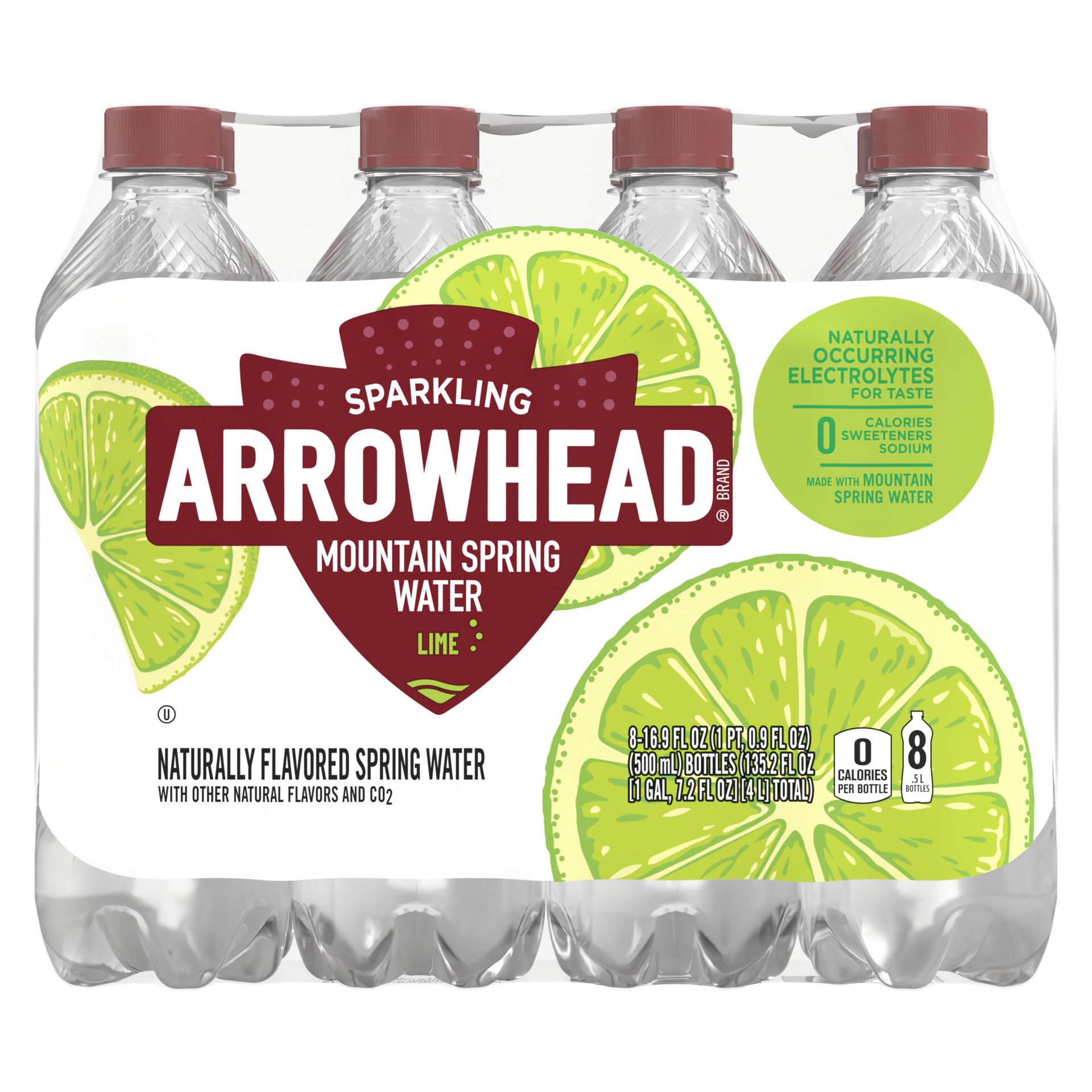 slide 1 of 5, Arrowhead Sparkling Arrowhead Mountain Spring Water Sparkling Zesty Lime- 16.9 fl oz, 16.9 fl oz