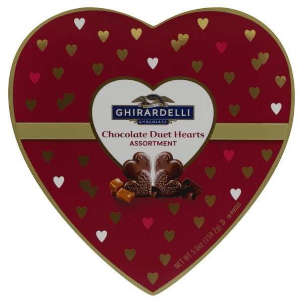 slide 1 of 3, Ghirardelli Chocolate Duet Hearts Assorment, Milk Caramel and Milk Chocolate, 5.6 oz