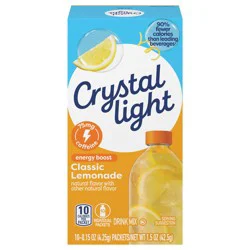 Crystal Light Energy Boost Classic Lemonade flavored with other natural flavor Powdered Drink Mix, .15 oz Packets, 10 per Box