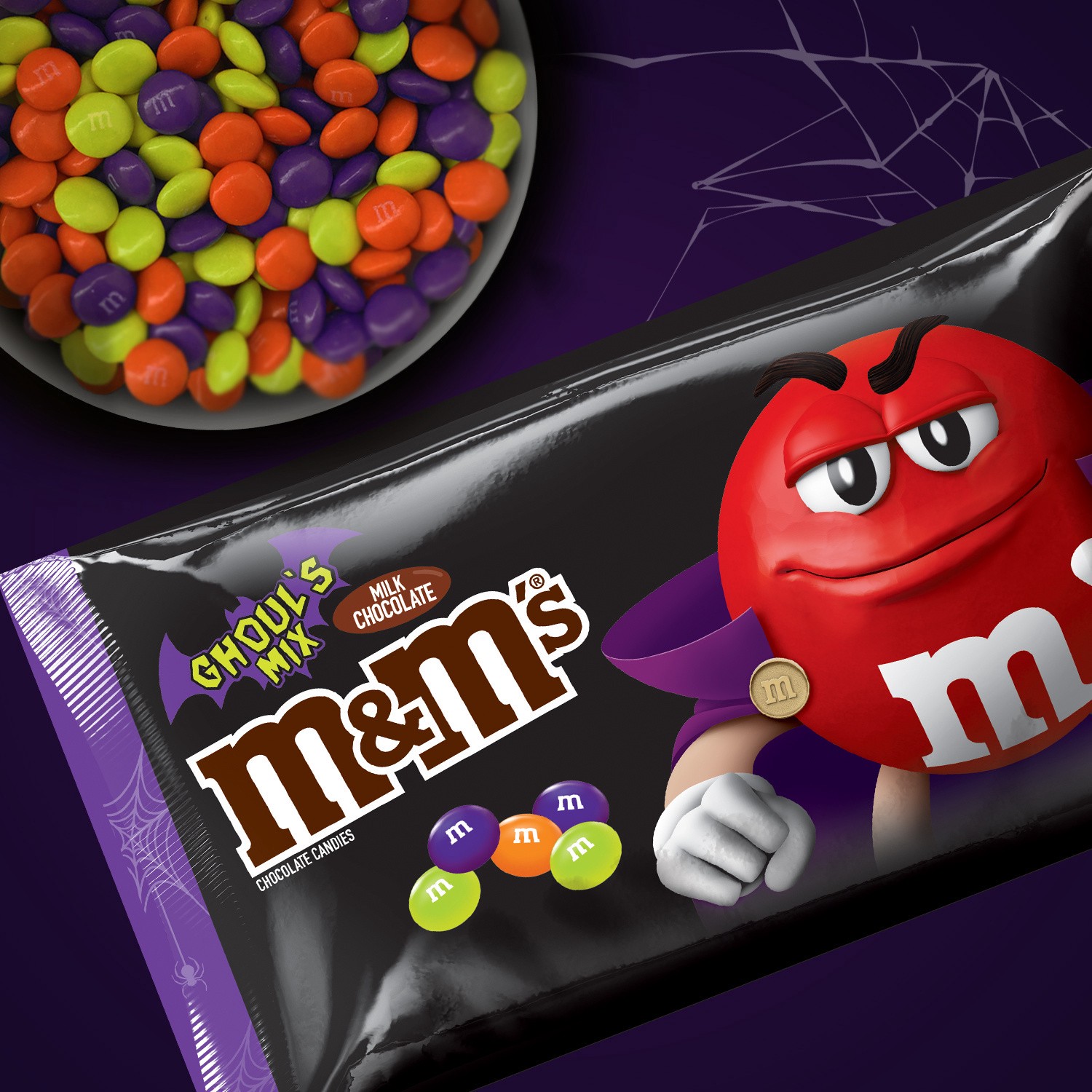 slide 2 of 8, M&M's Ghoul's Mix Milk Chocolate Halloween Candy Bag, 10oz, 10 oz