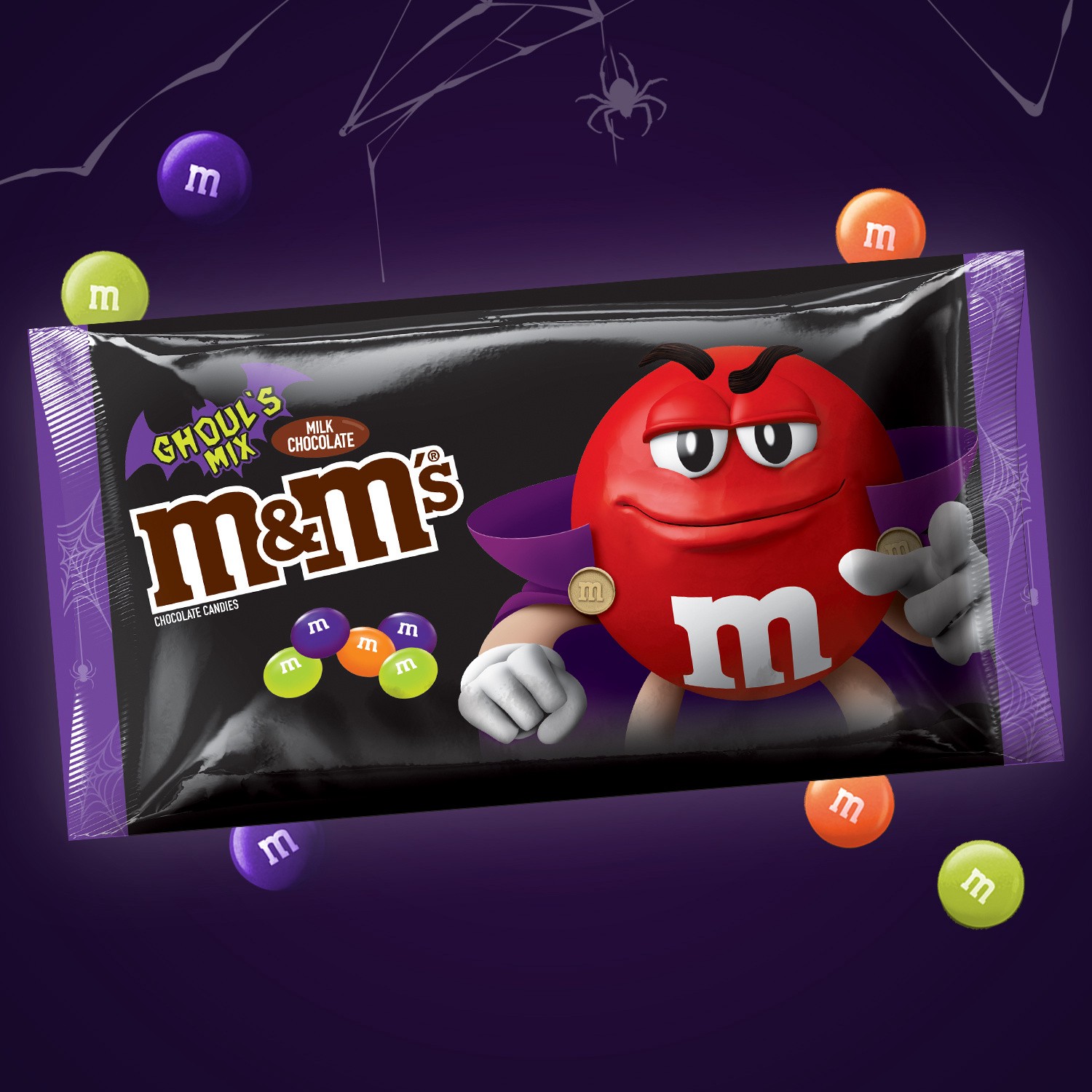 slide 6 of 8, M&M's Ghoul's Mix Milk Chocolate Halloween Candy Bag, 10oz, 10 oz