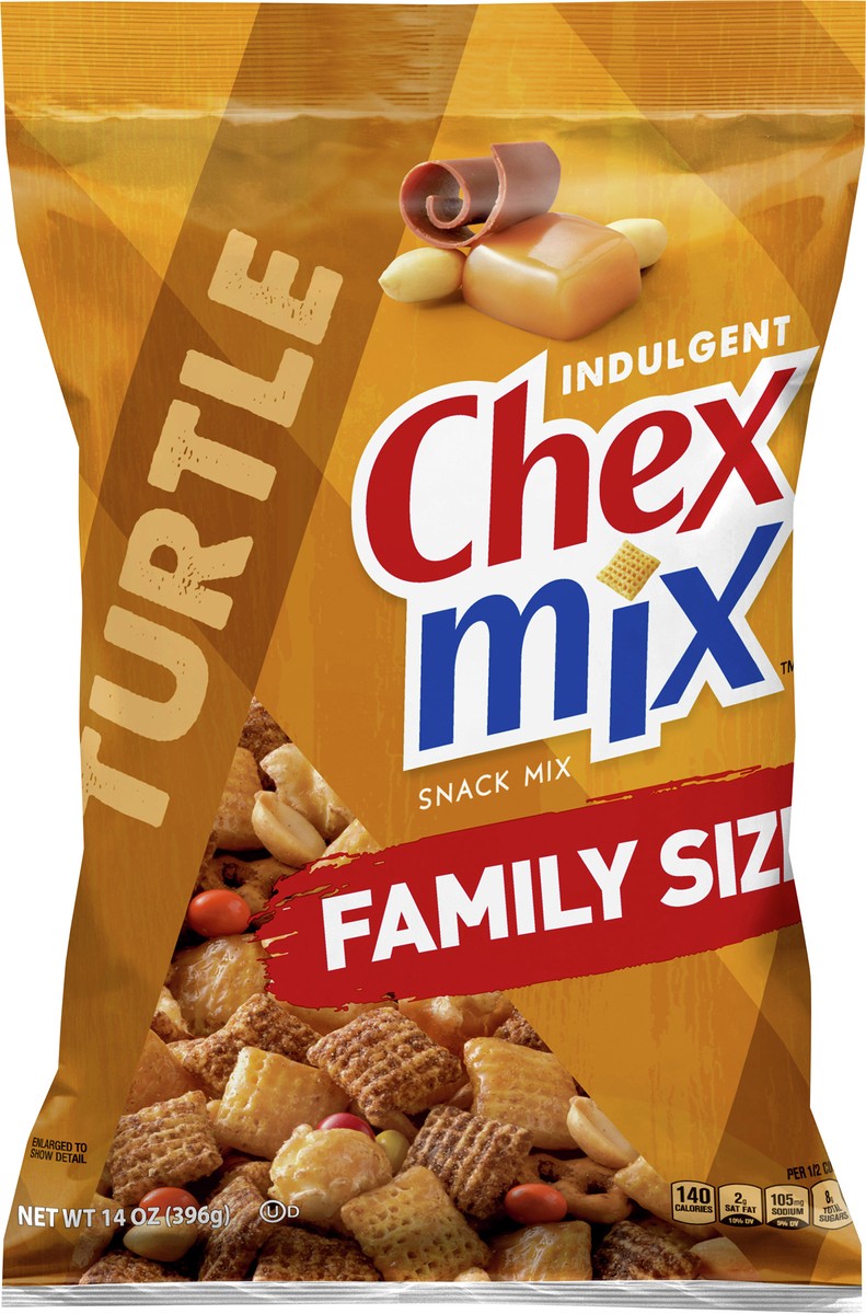 slide 7 of 13, Chex Mix Snack Mix, Turtle, Indulgent Snack Bag, 14 oz, 14 oz