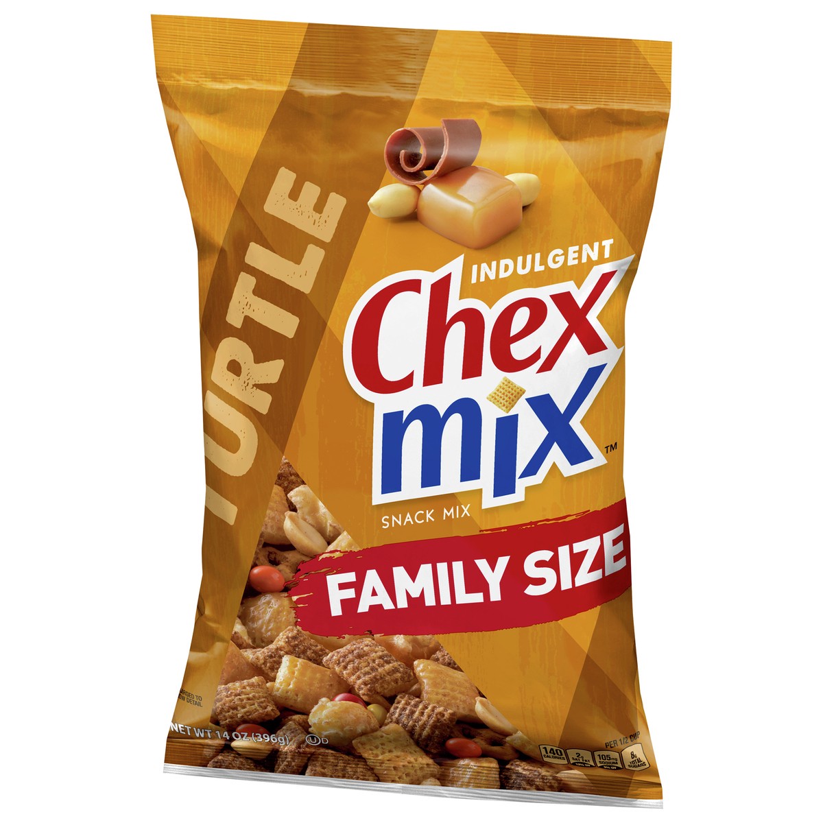 slide 10 of 13, Chex Mix Snack Mix, Turtle, Indulgent Snack Bag, 14 oz, 14 oz