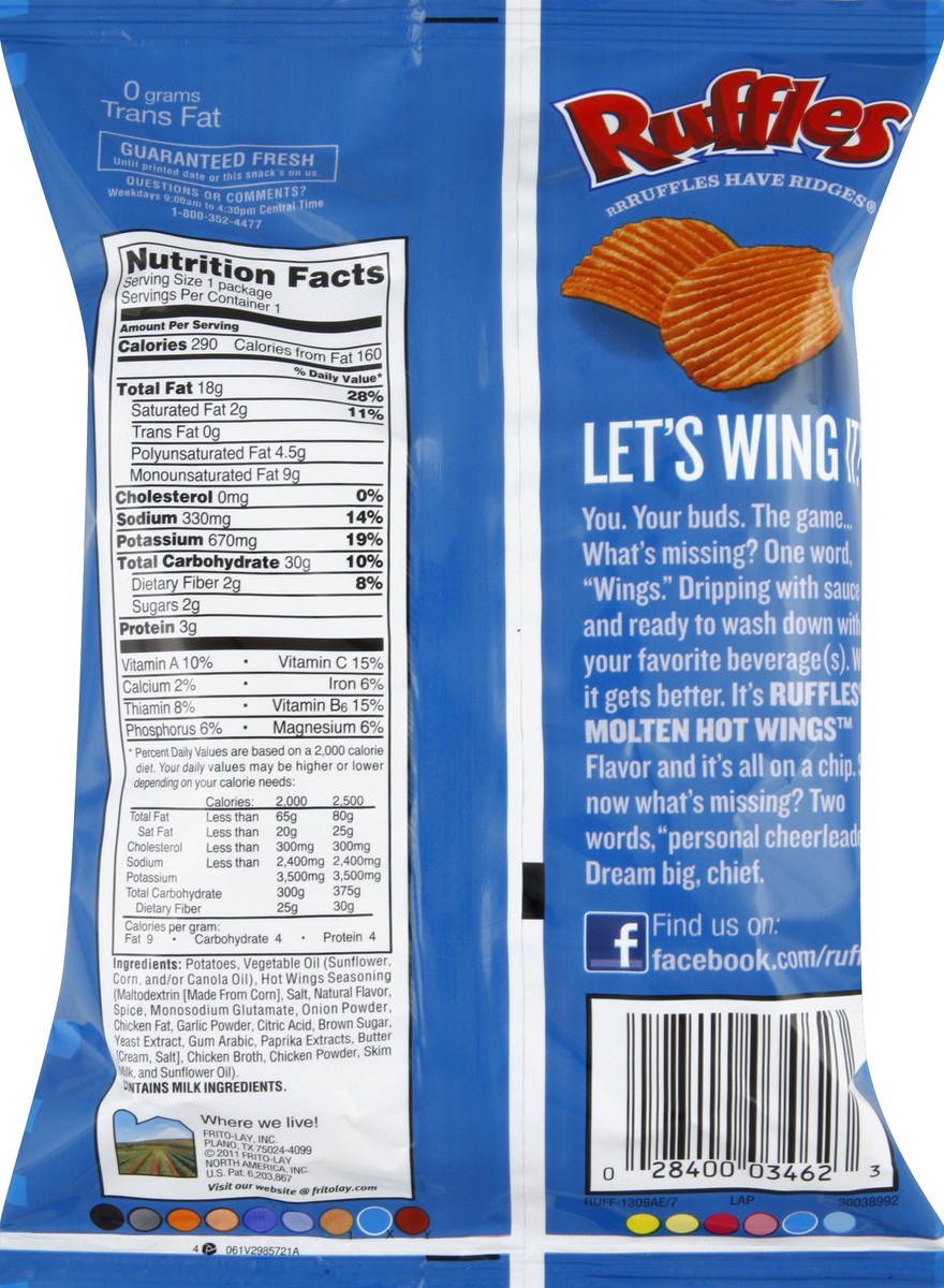 slide 3 of 6, Ruffles Molten Hot Wings Potato Chips, 1 ct