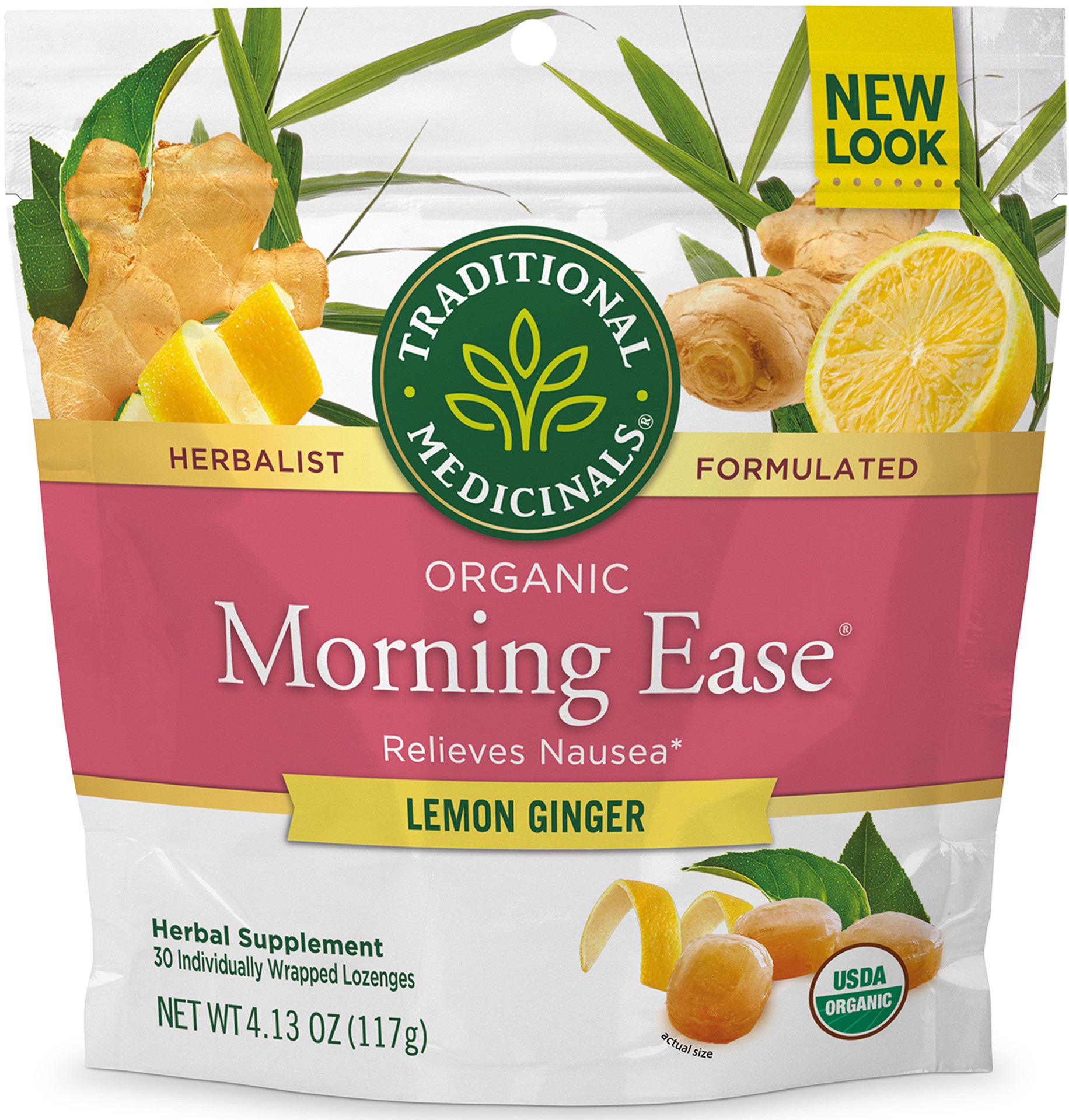 slide 1 of 2, Traditional Medicinals Organic Morning Ease Lemon Ginger Lozenges, 30 ct