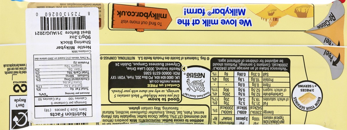 slide 3 of 9, Nestlé Sharing Bar Milkybar 90 gr, 90 g