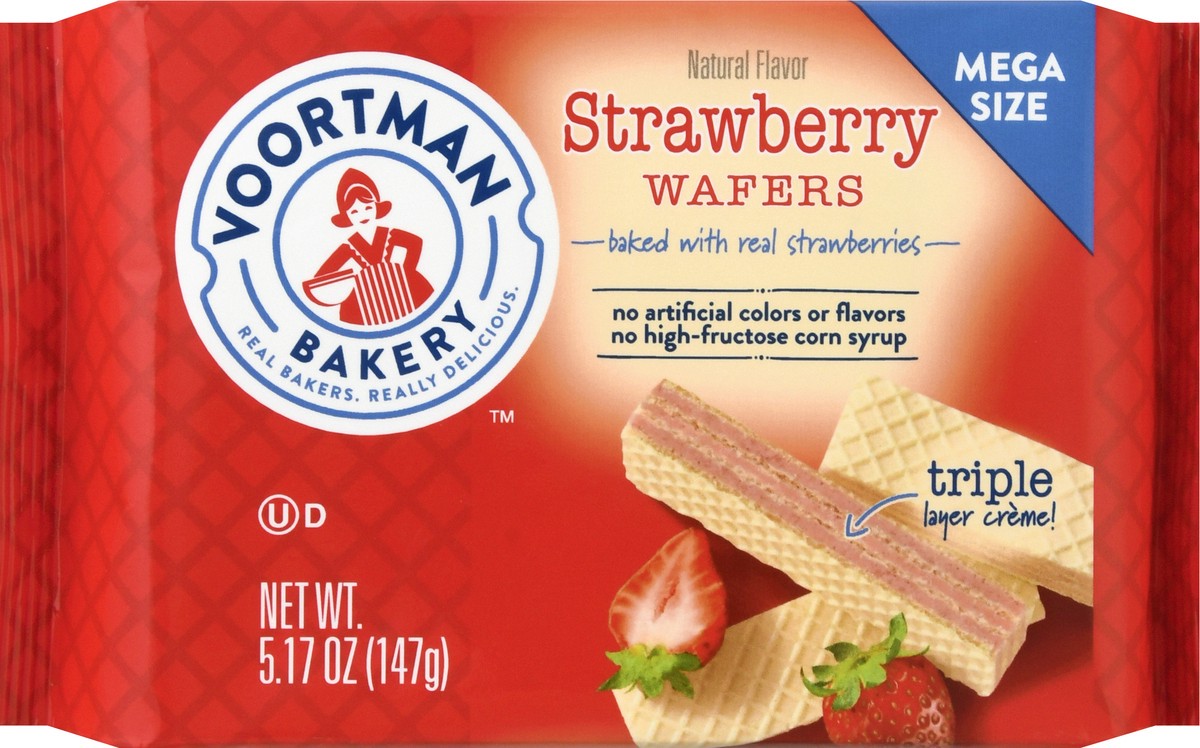 slide 9 of 10, Voortman Bakery Wafers, Strawberry, Mega Size, 5.17 oz