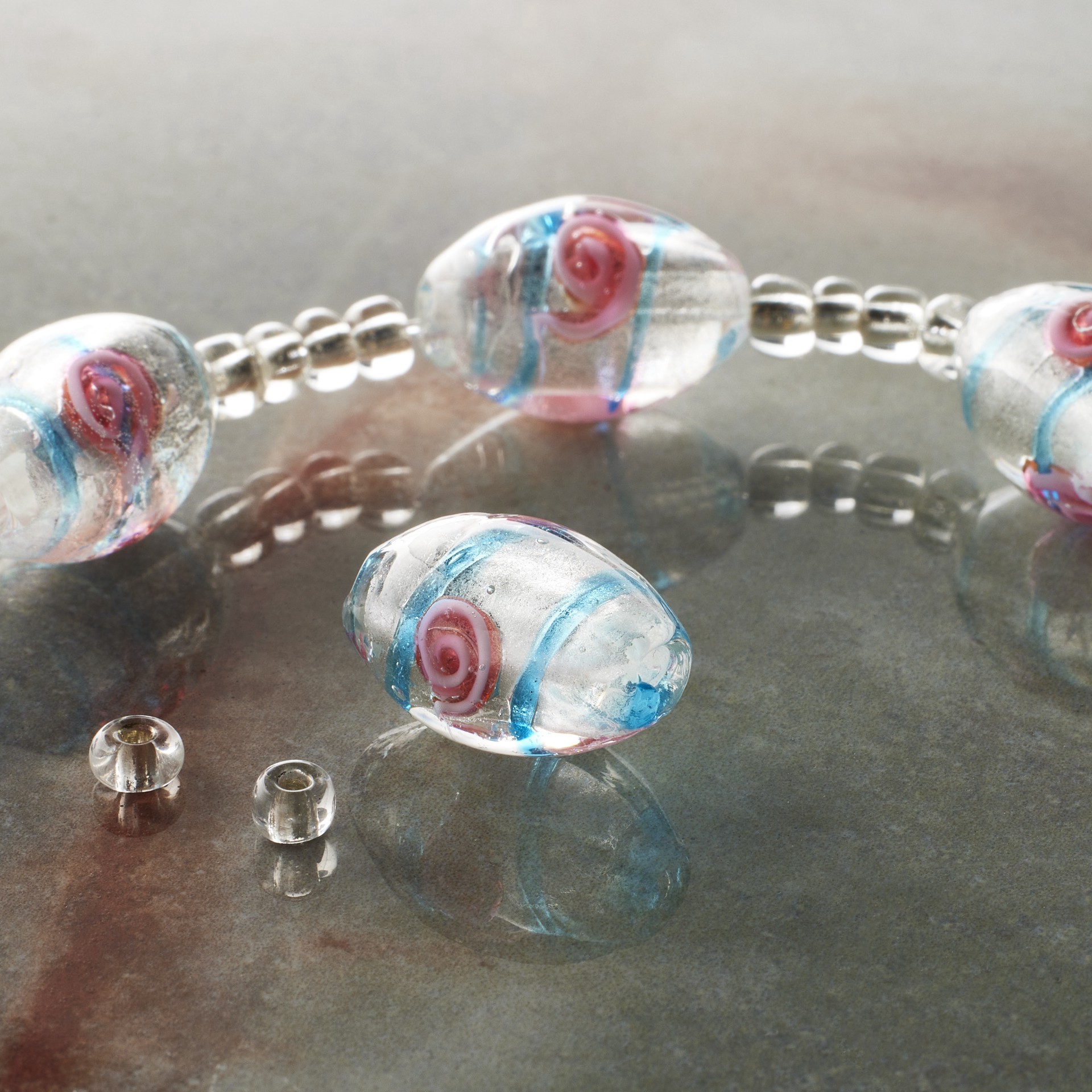 slide 2 of 3, Flower Oval Lampwork Glass Bead Mix By Bead Landing, 17mm x 12mm