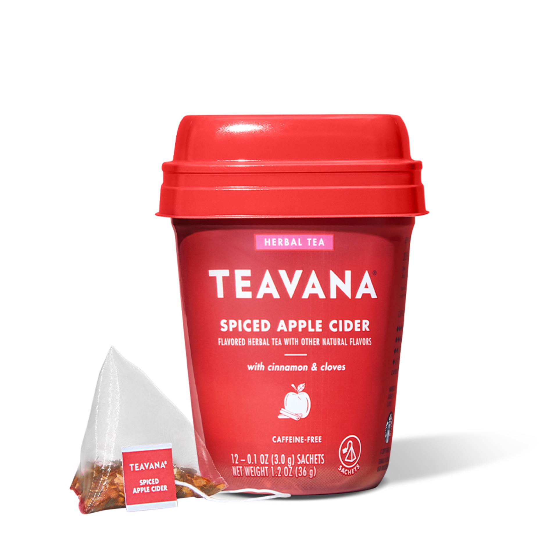 slide 1 of 8, Teavana Spiced Apple Cider, Herbal Tea With Cinnamon & Cloves, Caffeine Free (1 Pack, 12 Sachets Total), 1.2 oz