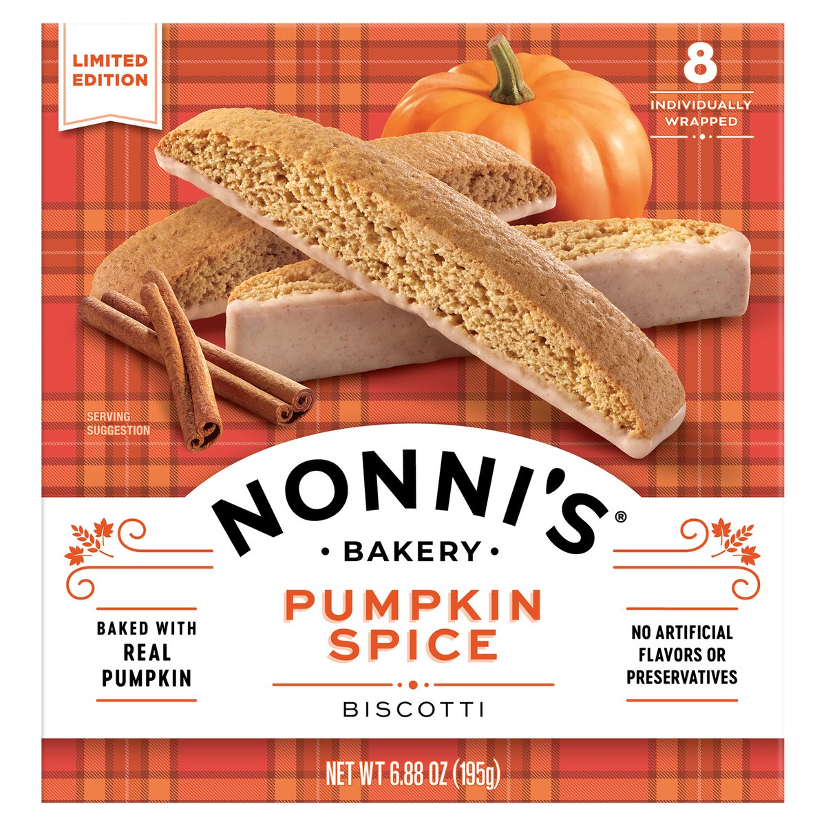 slide 1 of 4, Nonni's Seasonal Favorites Pumpkin Spice Biscotti 8 ea, 8 ct