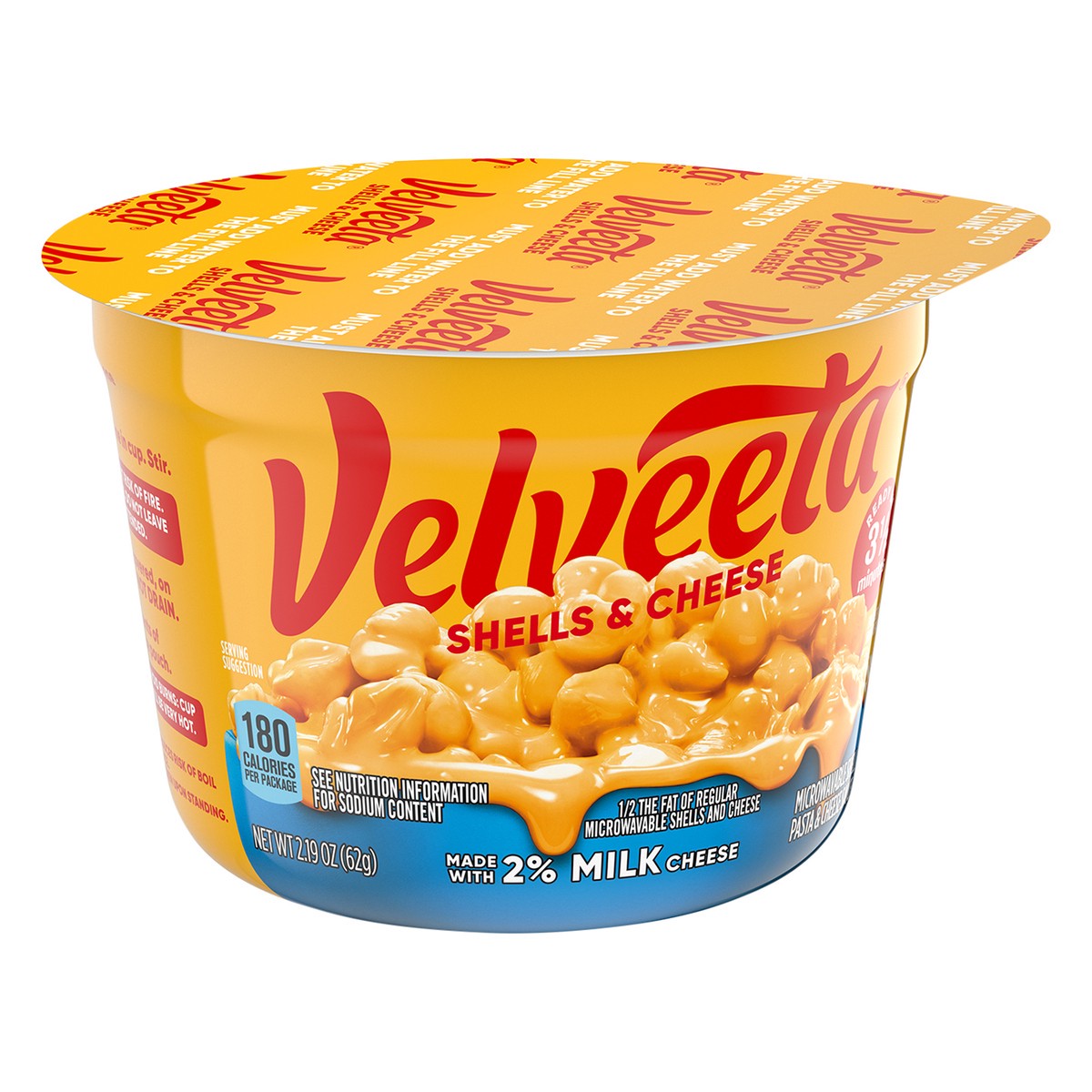 slide 6 of 9, Velveeta Shells & Cheese Microwaveable Shell Pasta & Cheese Sauce with 2% Milk Cheese, 2.19 oz Cup, 2.19 oz