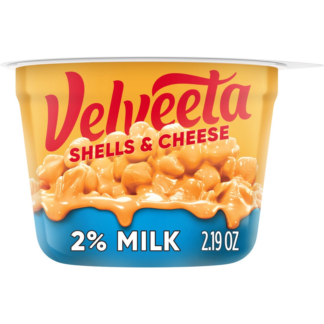 slide 1 of 9, Velveeta Shells & Cheese Microwaveable Shell Pasta & Cheese Sauce with 2% Milk Cheese, 2.19 oz Cup, 2.19 oz