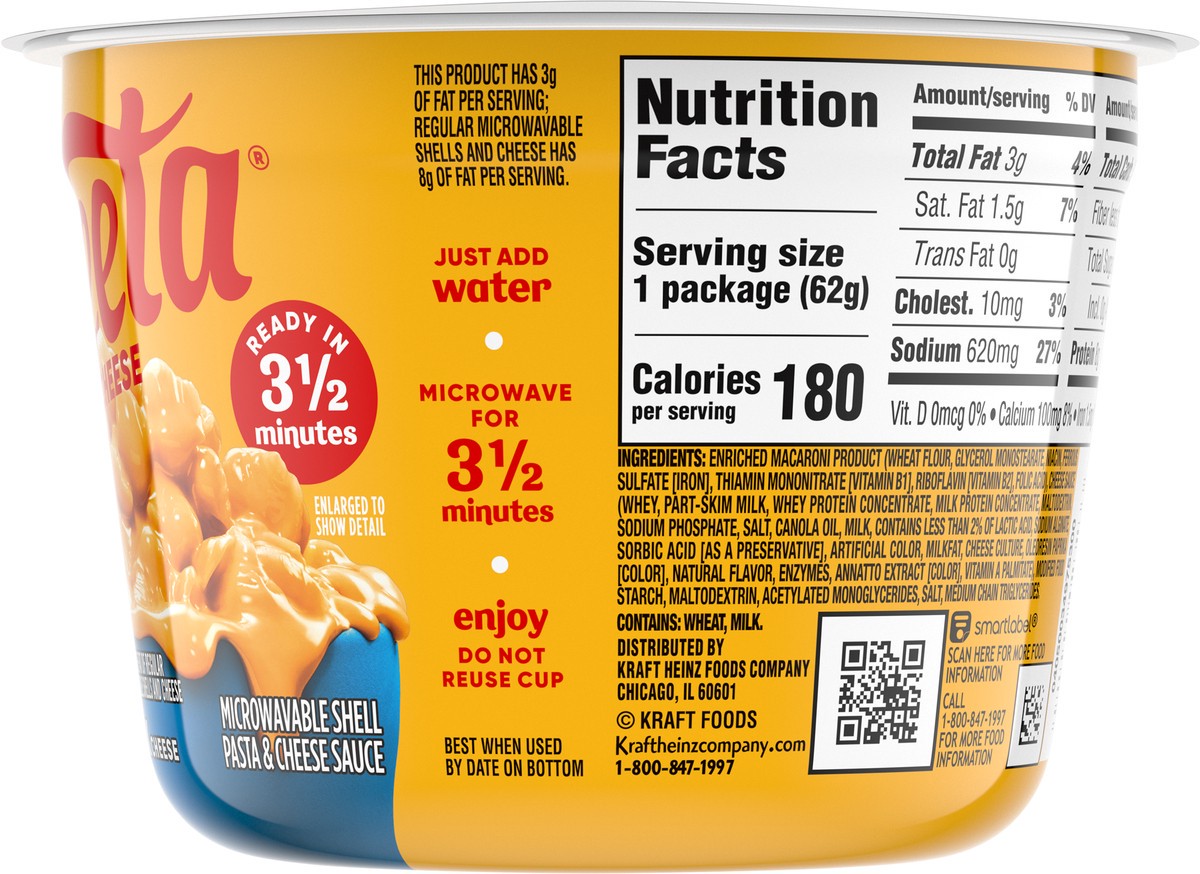 slide 3 of 9, Velveeta Shells & Cheese Microwaveable Shell Pasta & Cheese Sauce with 2% Milk Cheese, 2.19 oz Cup, 2.19 oz