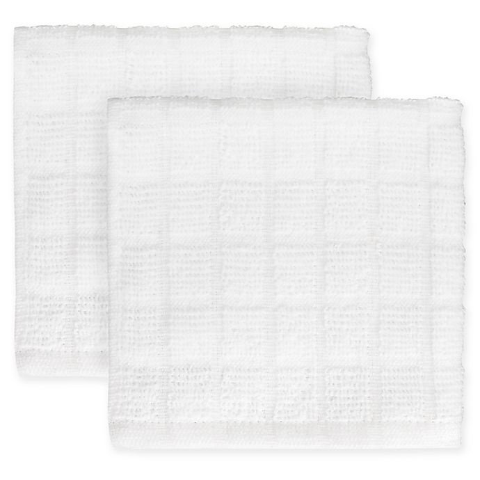 slide 1 of 1, KitchenSmart Colors Solid Windowpane Dish Cloth - White, 2 ct