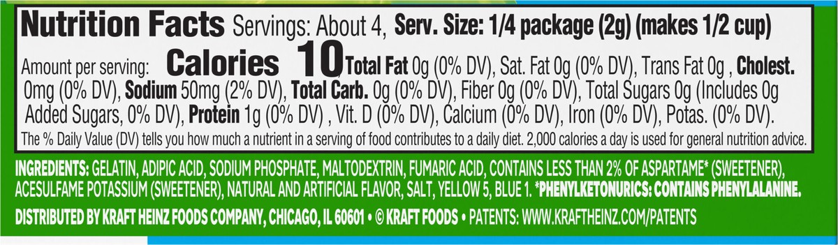 slide 3 of 9, Jell-O Lime Artificially Flavored Zero Sugar Low Calorie Gelatin Dessert Mix, 0.3 oz Box, 0.3 oz