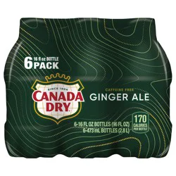 Canada Dry Ginger Ale Soda, 16 fl oz bottles, 6 pack