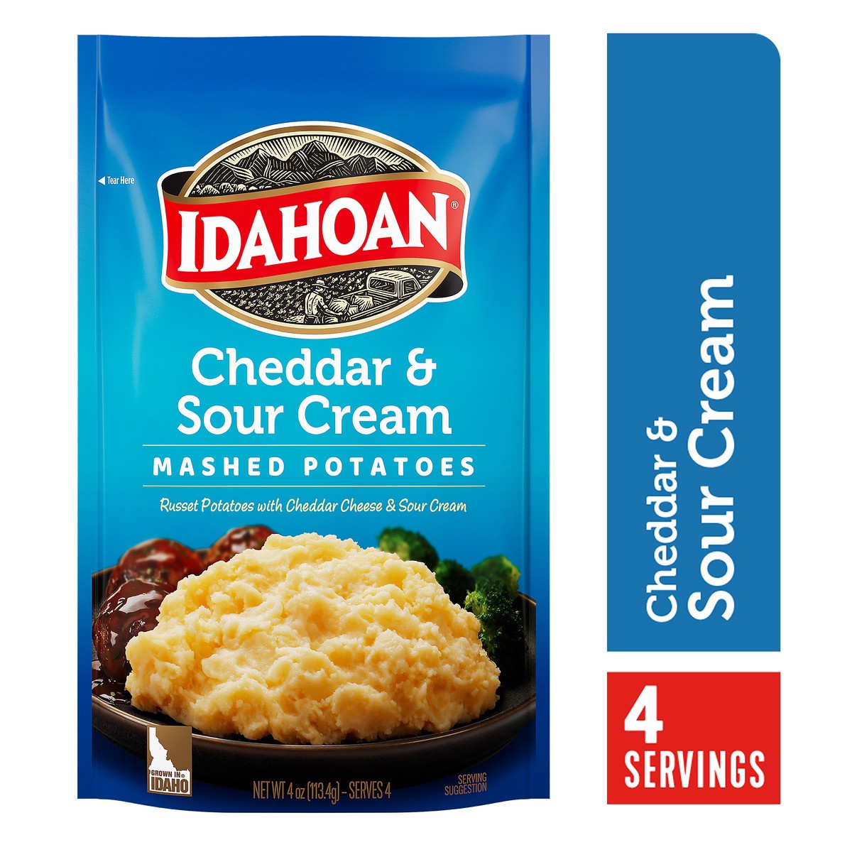 slide 1 of 3, Idahoan Cheddar & Sour Cream Mashed Potatoes, 4 oz