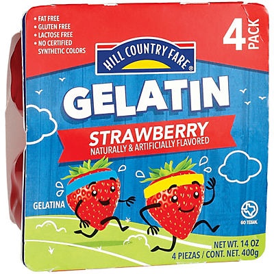 slide 1 of 1, Hill Country Fare Strawberry Gelatin Cups, 4 ct