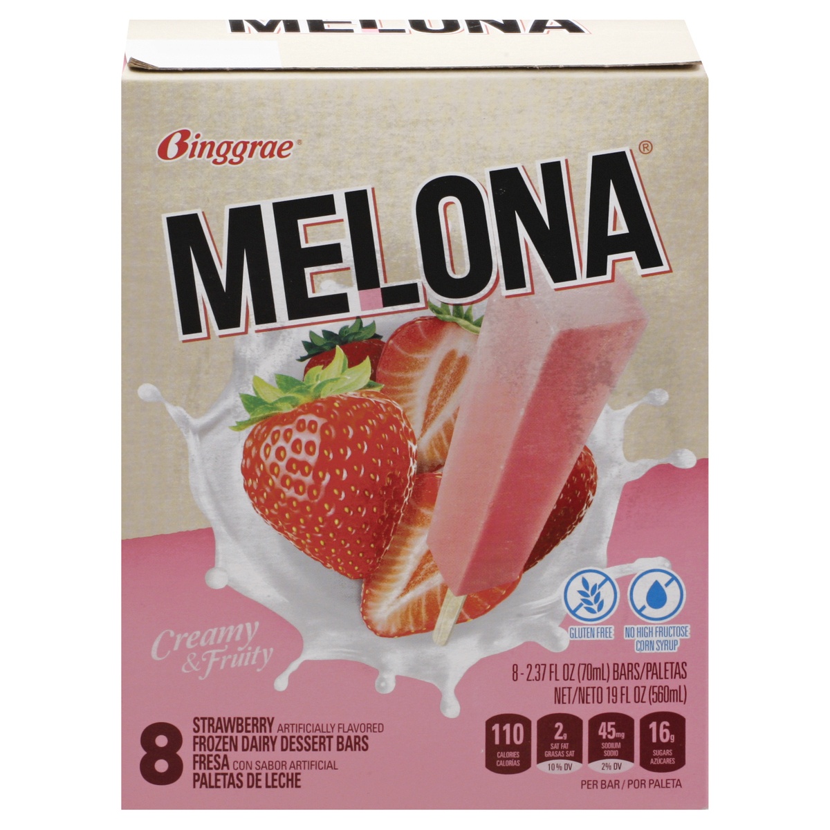 slide 1 of 1, Melona Strawberry Frozen Dairy Dessert Bars 8 - 2.37 fl oz Bars, 8 ct