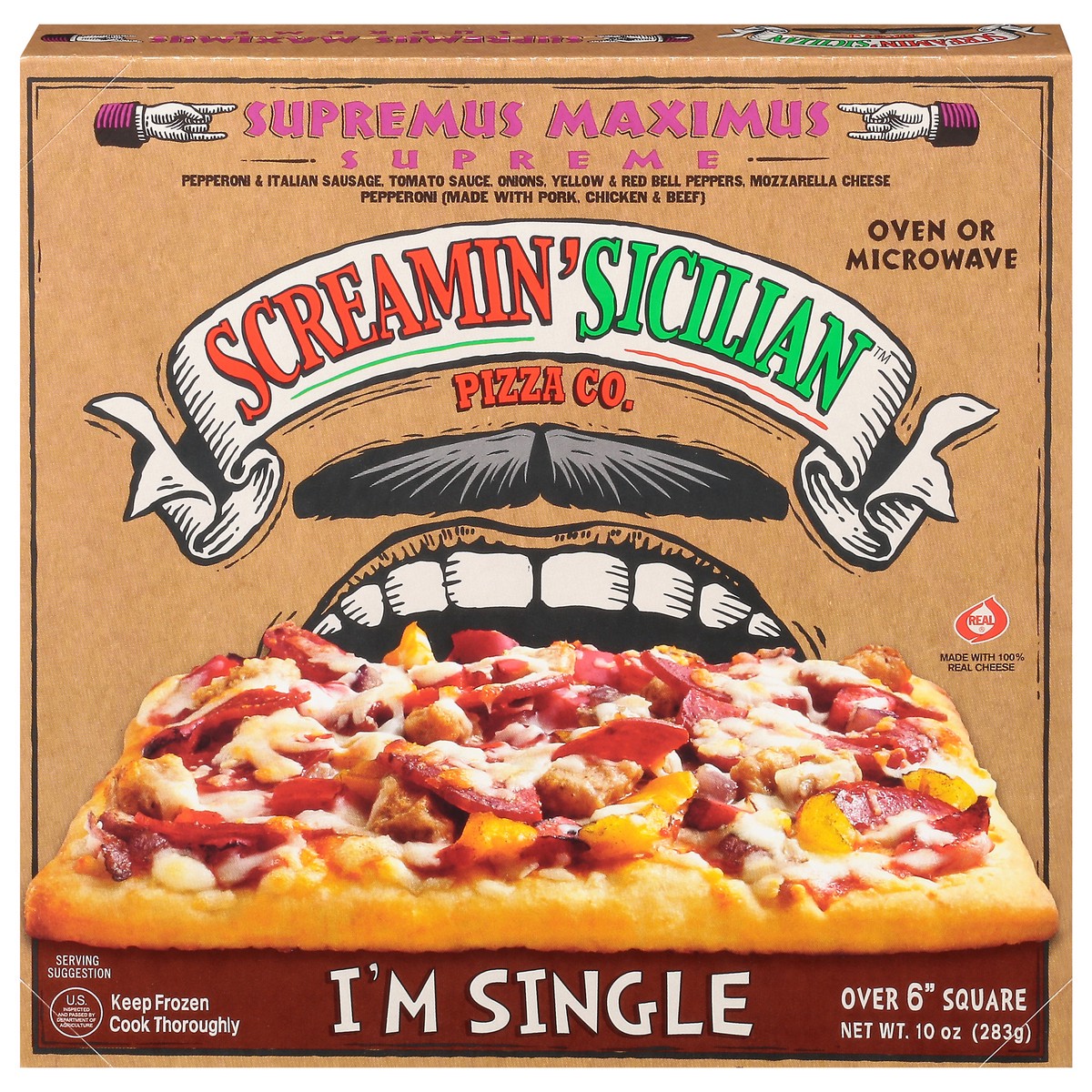 slide 1 of 1, Screamin' Sicilian Supremus Maximus I'm Single Pizza, 