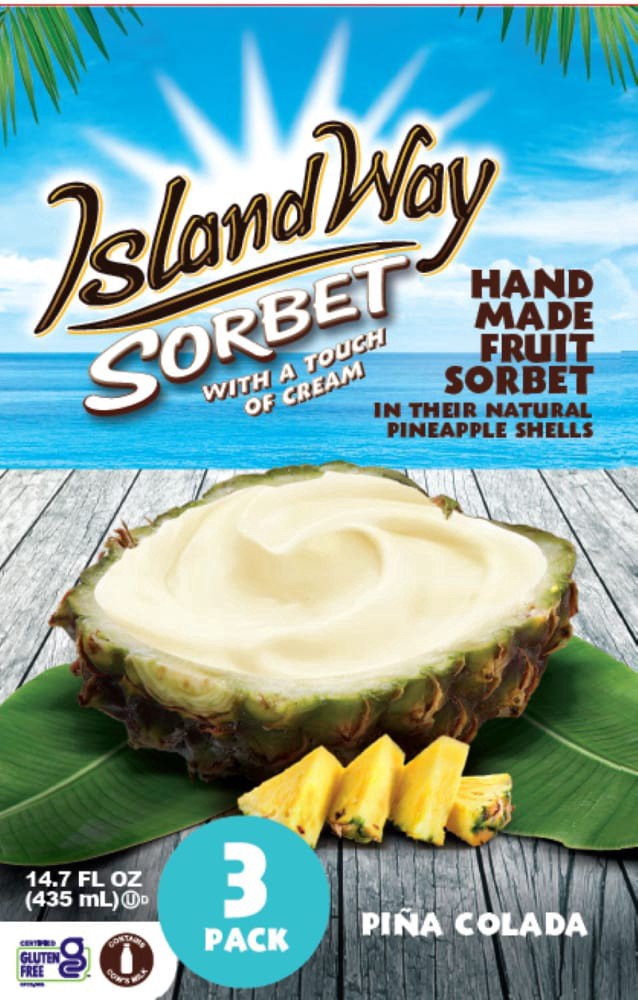 slide 1 of 2, Island Way Handmade Pina Colada Sorbet in its Natural Pineapple Shell, 3 ct