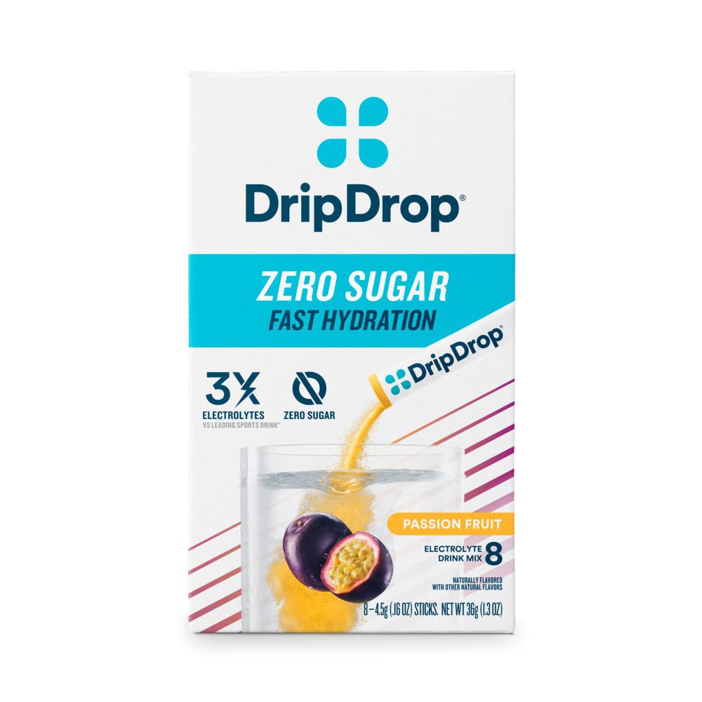 slide 3 of 4, Drip Drop Dripdrop Dehydration Relief Fast Zero Sugar Passionfruit Electrolyte Powder - 8 ct, 8 ct