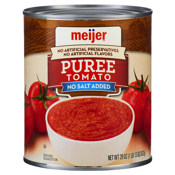 slide 1 of 1, Meijer No Salt Added Tomato Puree, 29 oz