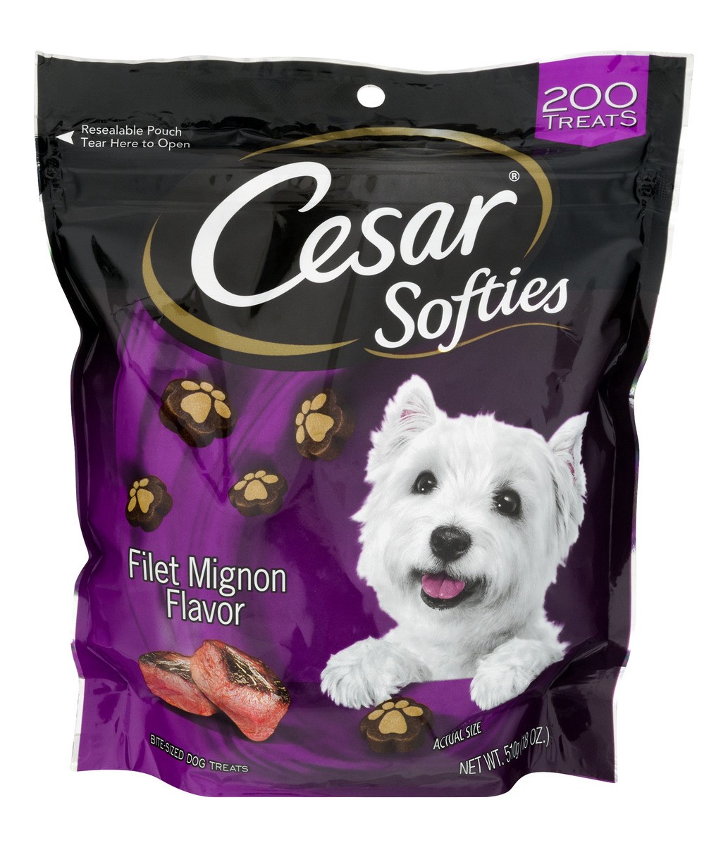 slide 1 of 9, Cesar Softies Chewy Small Dog Treats Filet Mignon Flavor, 18 oz