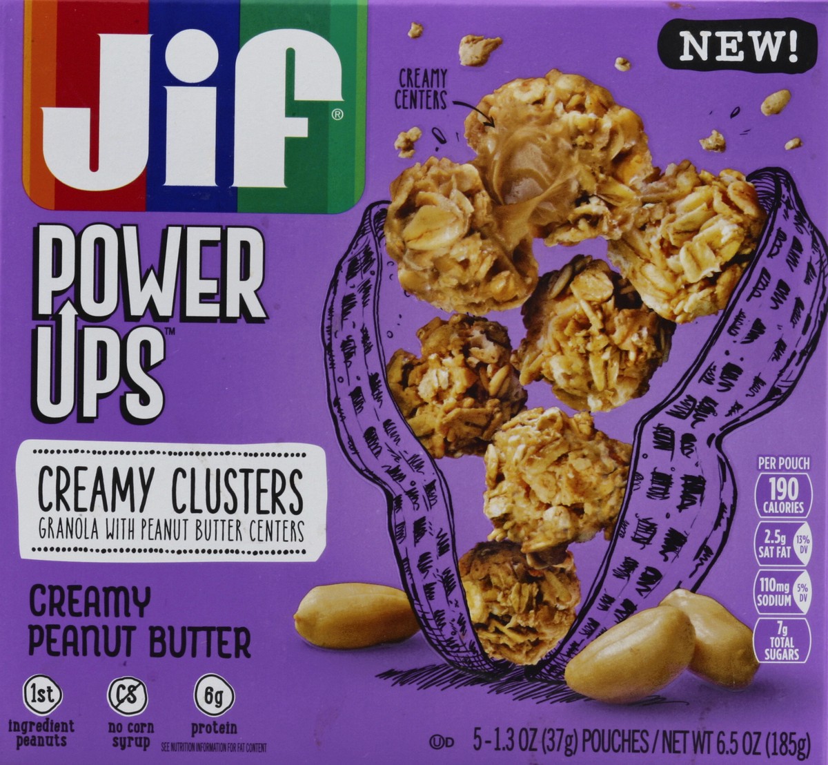 slide 4 of 4, Jif Power Ups Creamy Peanut Butter Clusters, 5 ct; 1.3 oz