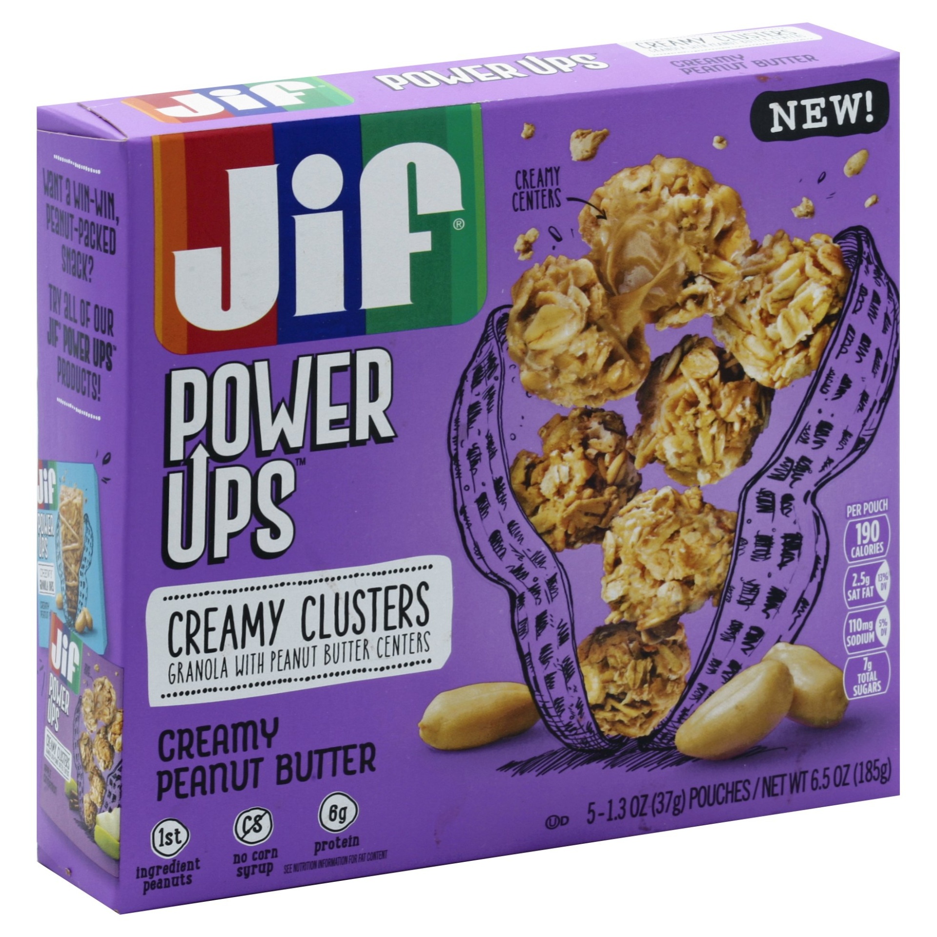 slide 1 of 4, Jif Power Ups Creamy Peanut Butter Clusters, 5 ct; 1.3 oz