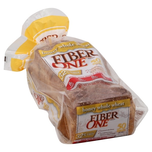 slide 1 of 1, Fiber One Whole Wheat Honey Bread, 16 oz