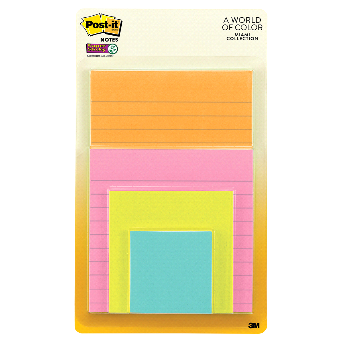 slide 1 of 6, Post-it Super Sticky Notes, Assorted Sizes, Miami Collection, 1 ct