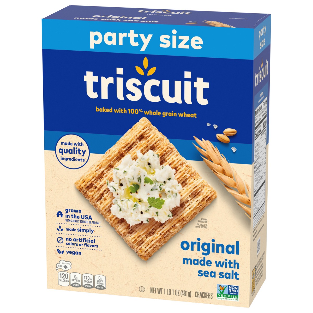 slide 9 of 13, Triscuit Original Whole Grain Wheat Crackers, Vegan Crackers, Party Size, 17 oz, 17 oz