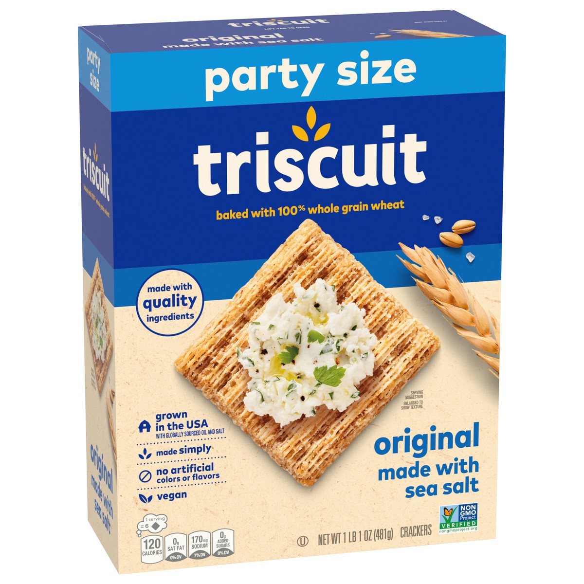 slide 8 of 13, Triscuit Original Whole Grain Wheat Crackers, Vegan Crackers, Party Size, 17 oz, 17 oz