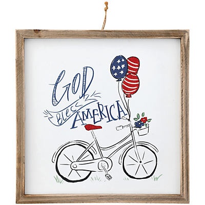 slide 1 of 1, Destination Holiday God Bless America with Bike Patriotic Wall Decor, 1 ct