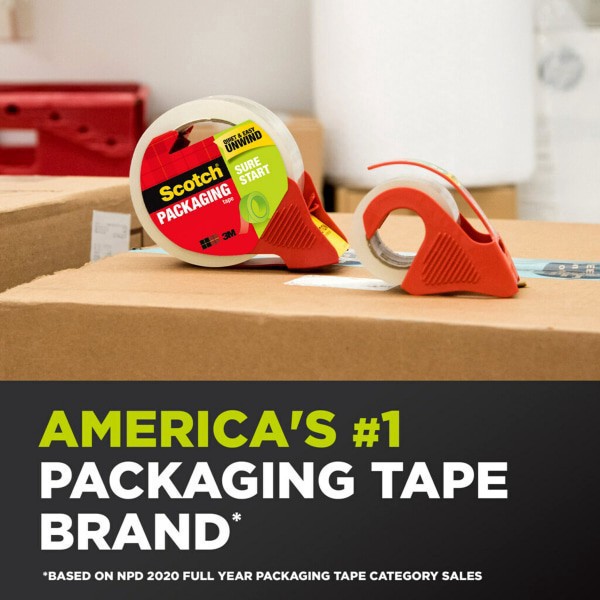 slide 2 of 8, Scotch Sure Start Shipping Tape with Dispenser, 2 ct