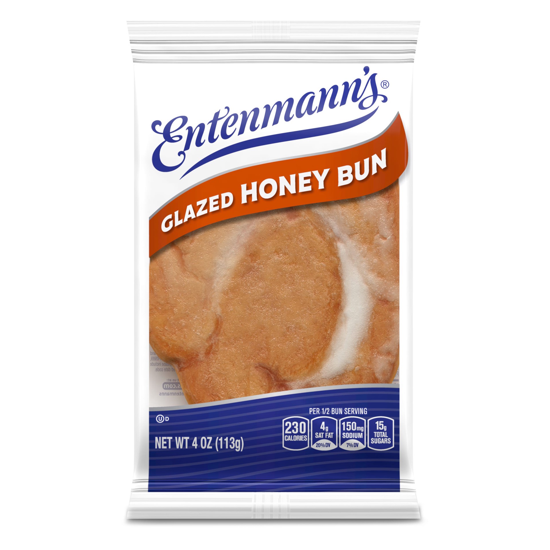 slide 1 of 5, Entenmann's Glazed Honey Bun, 4 oz, Pastries, Bag, 4 oz