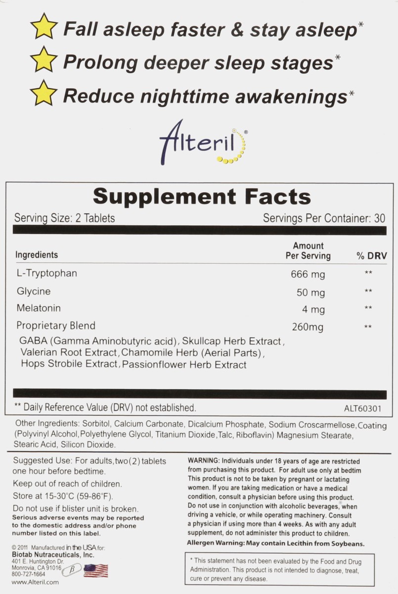 slide 5 of 5, Alteril All Natural Sleep Aid Maximum Strength Tablets, 60 ct