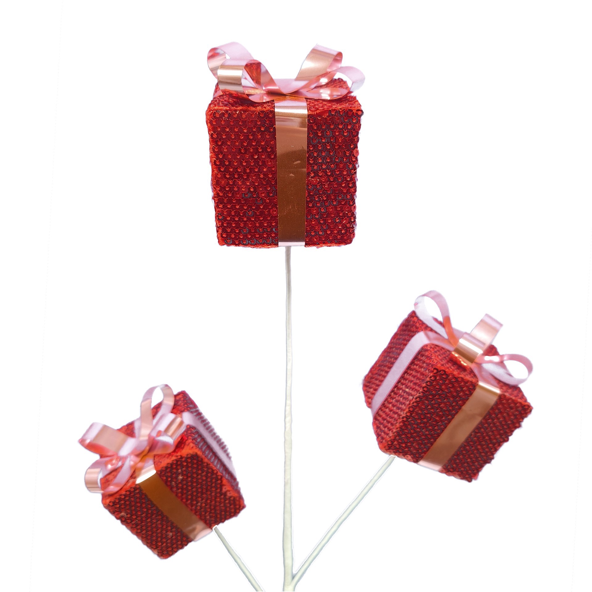 slide 3 of 3, 26" Red & Pink Gift Box Stem By Ashland, 5 in x 2 in x 26 in