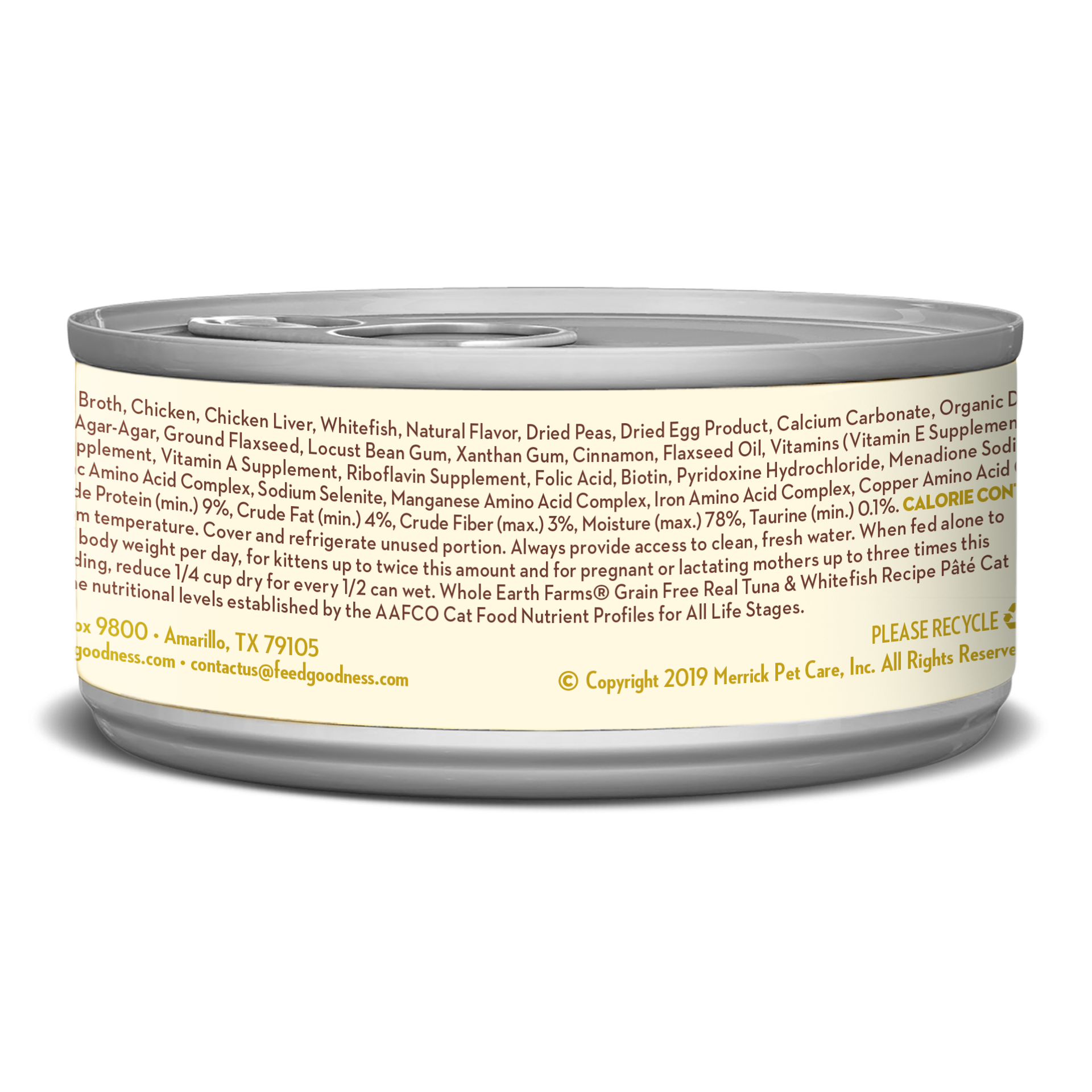 slide 2 of 2, Whole Earth Farms Grain Free Real Tuna and Whitefish Recipe Wet Cat Food - 5 oz Can, 5 oz