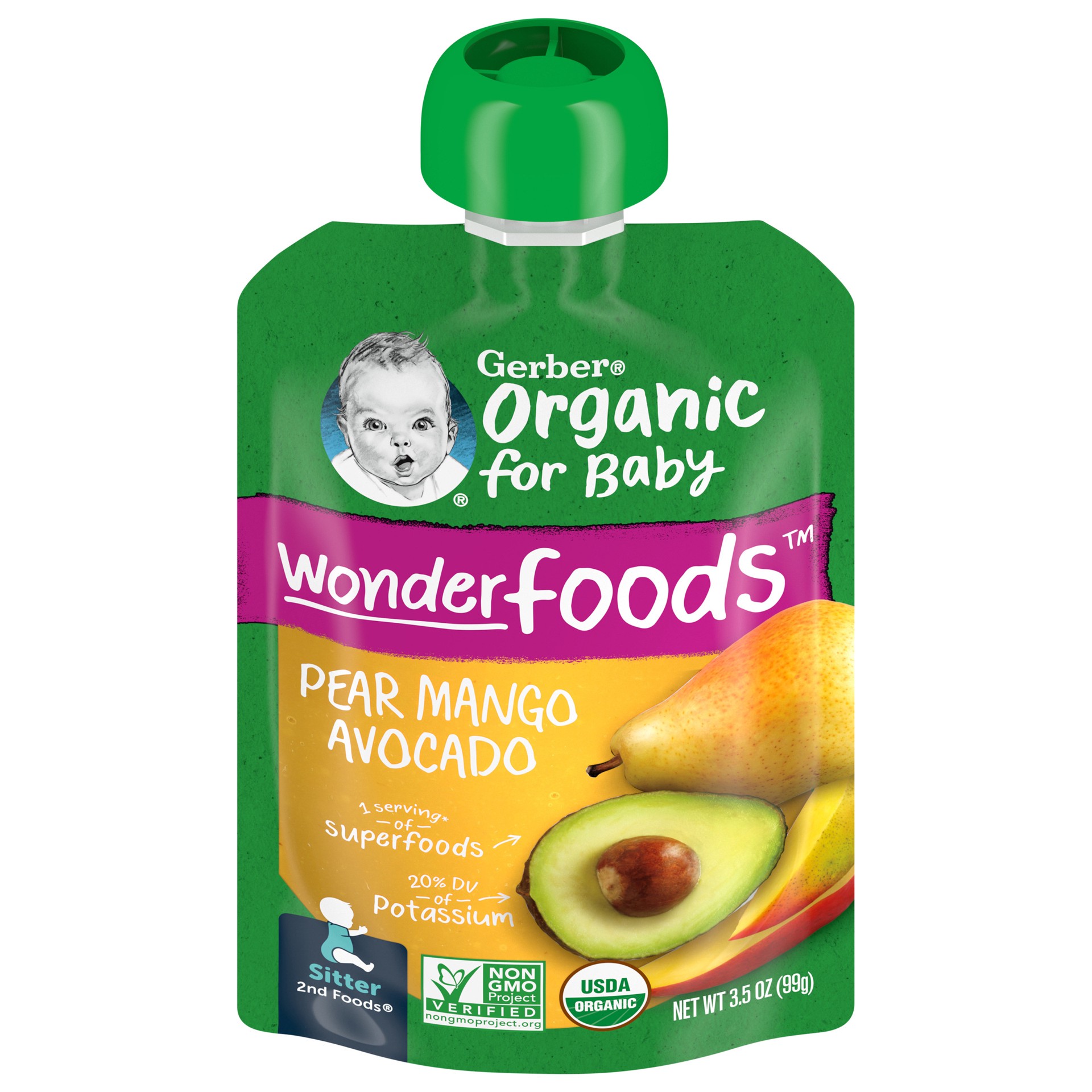 slide 1 of 9, Gerber Organic Pear Mango Avocado, 3.5 oz