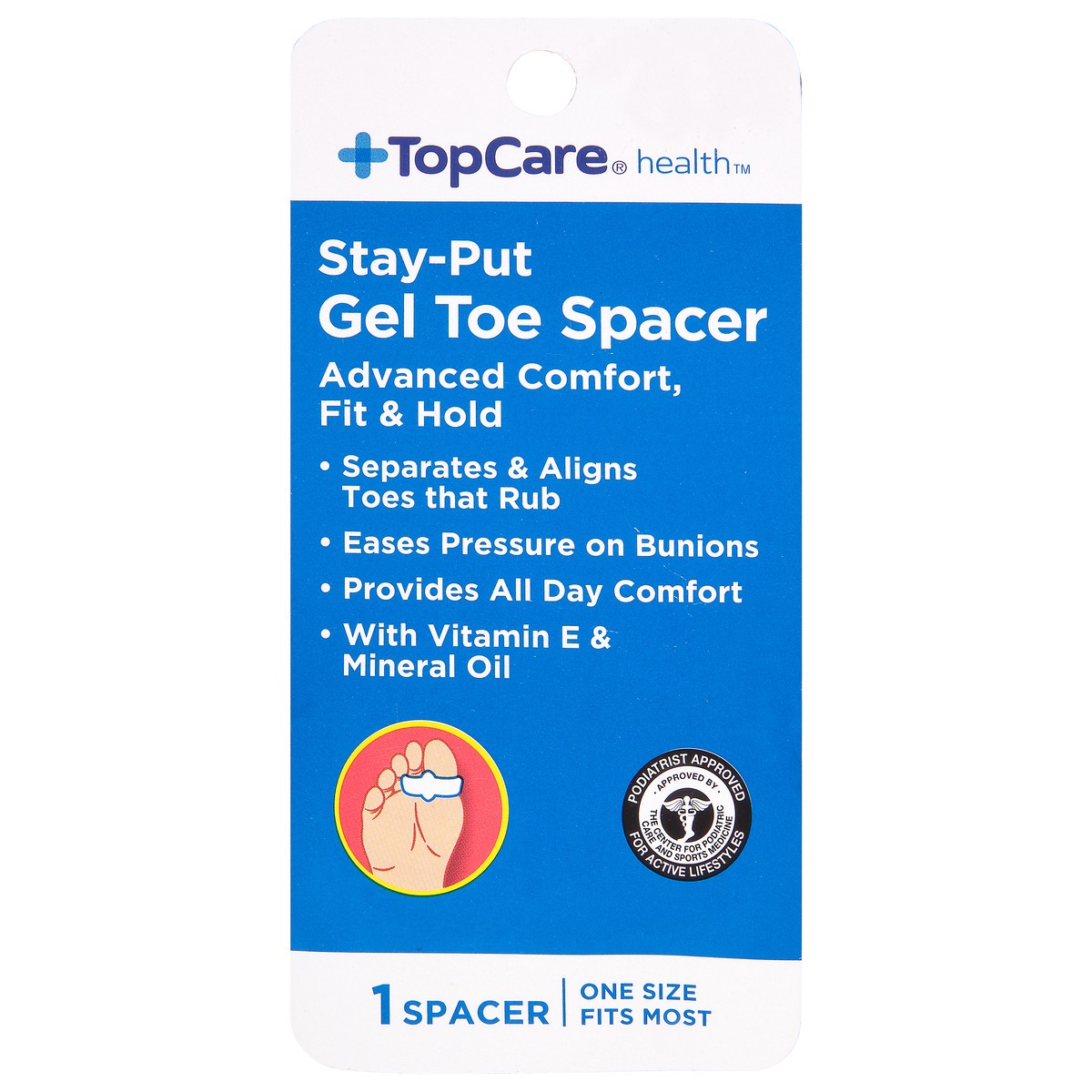 slide 9 of 12, TopCare Health Stay-Put Gel Toe Spencer 1 ea, 1 ct