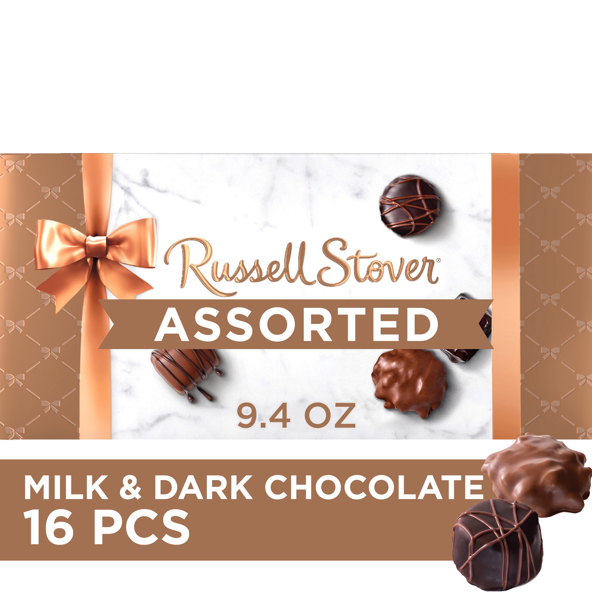 slide 1 of 3, RUSSELL STOVER Assorted Milk & Dark Chocolate Gift Box, 9.4 oz