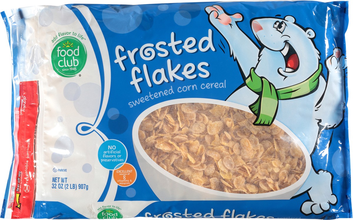 slide 1 of 9, Food Club Frosted Flakes Cereal 32 oz Bag, 32 oz